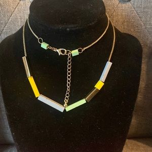 Contemporary bold tile and gold necklace